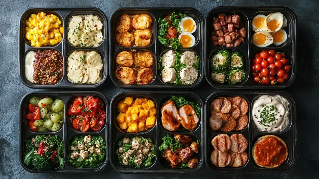 Complete weekly breakfast meal prep achievement displaying five days of organized, varied, and healthy family breakfast options