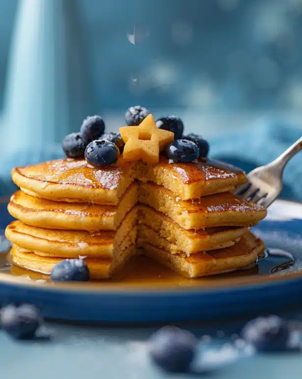 High-protein breakfast kids protein pancakes in fun star shapes with 8g protein each