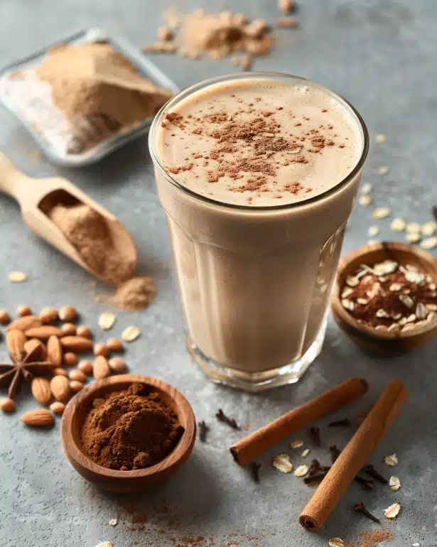 Adaptogenic Stress Shield fall wellness drink with ashwagandha, rhodiola, and maca for stress management and seasonal adaptation