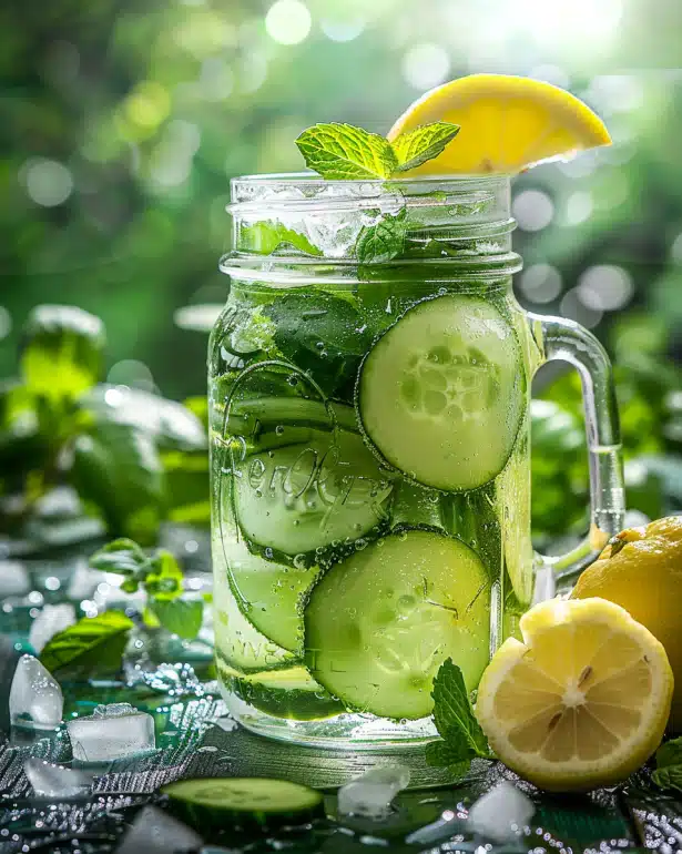 Detox Support functional water with cucumber and mint - gentle daily detox hydration supporting natural cleansing processes