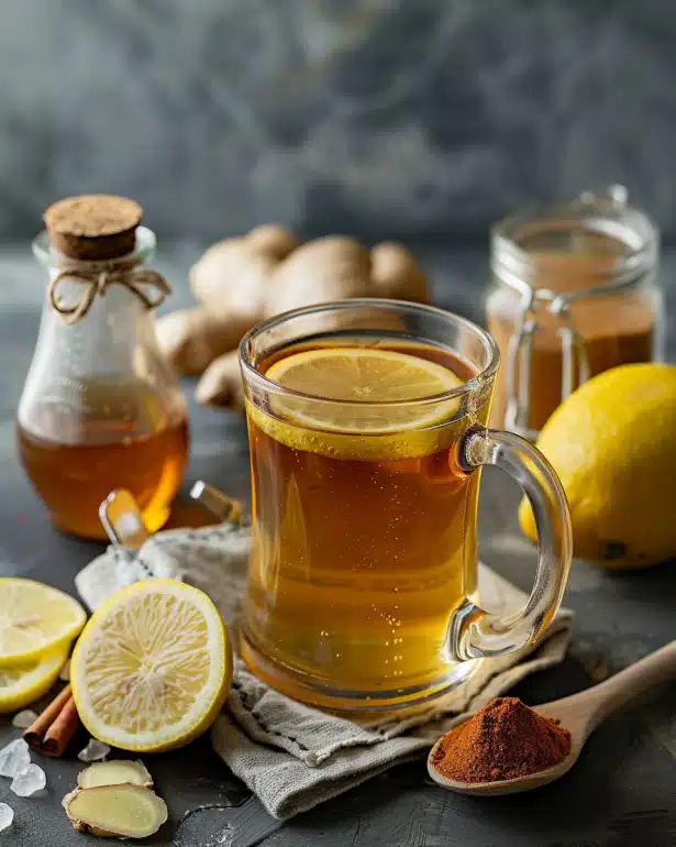 Digestive Fire Tonic fall wellness drink with apple cider vinegar and warming spices for gut health and immune support