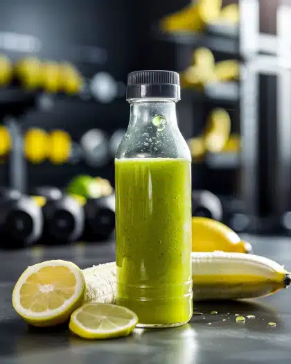 Energy Catalyst pre-workout beverage with banana, green tea and honey - natural energy drink recipe