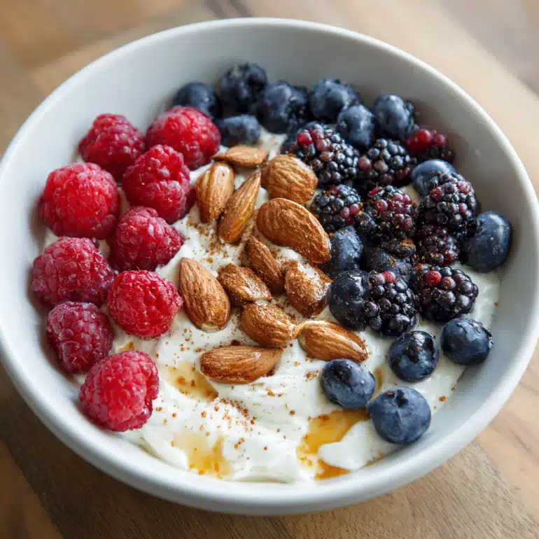 250-Calorie Breakfast Options showing Greek Yogurt Power Bowl