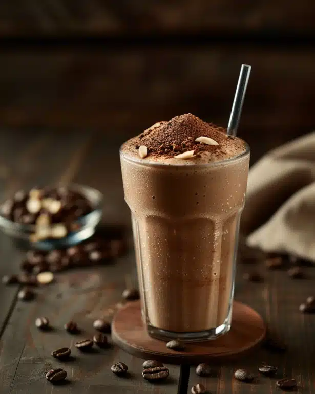 Mocha protein smoothie with coffee and chocolate - energizing weight loss drink recipe