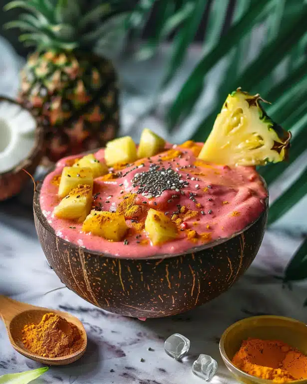 Plant-Powered Recovery drink - vegan post-workout beverage with pea protein, pineapple and turmeric