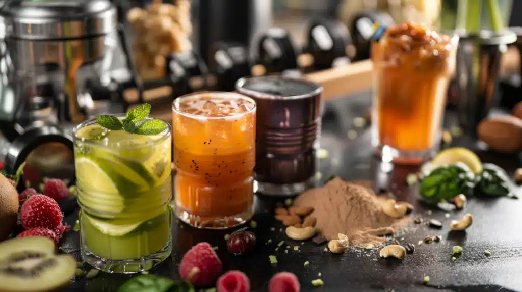 Complete guide to pre and post workout beverages - energizing drinks and recovery shakes by nutritionist Maya Refresher