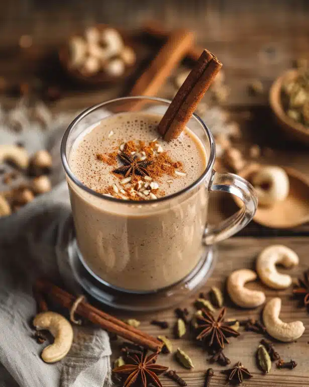 Spiced vanilla chai protein smoothie with cinnamon and cardamom - warming weight loss drink