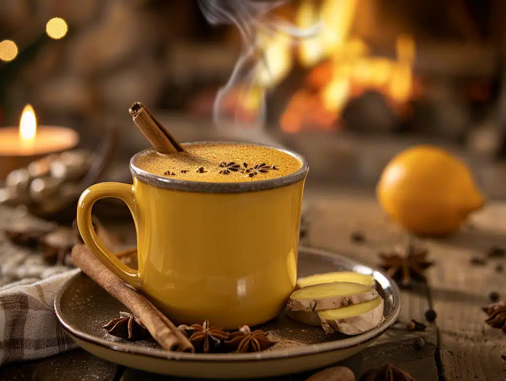 Winter immunity warmer immune boosting drink with elderberry vitamin D zinc and warming spices for cold season defense