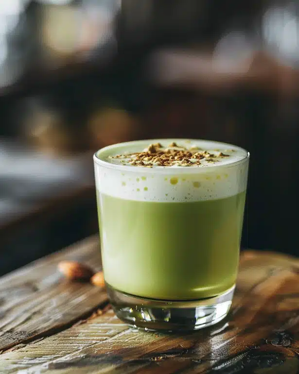 Afternoon Revival natural energy drink homemade with matcha, MCT oil, and ashwagandha for clean afternoon energy without sleep disruption