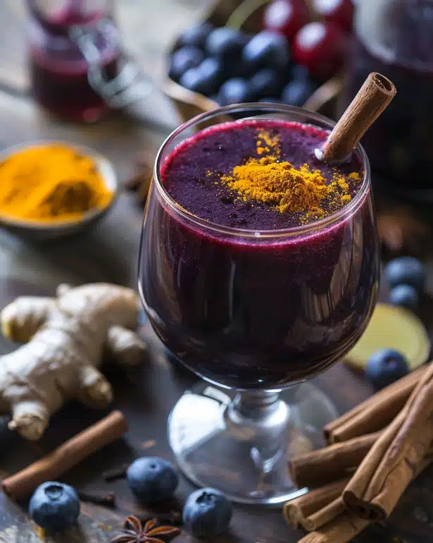 Anti-Inflammatory Detox beverage with tart cherry, turmeric, and antioxidant-rich ingredients for chronic inflammation support