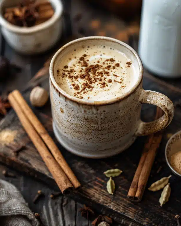 Autumn Spice Latte fall wellness drink with warming spices - caffeine-free healthy alternative to coffee drinks