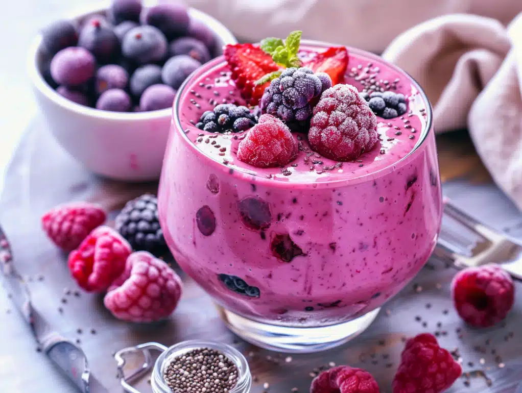 Berry antioxidant high-protein smoothie for weight loss with mixed berries and Greek yogurt - 32g protein powerhouse