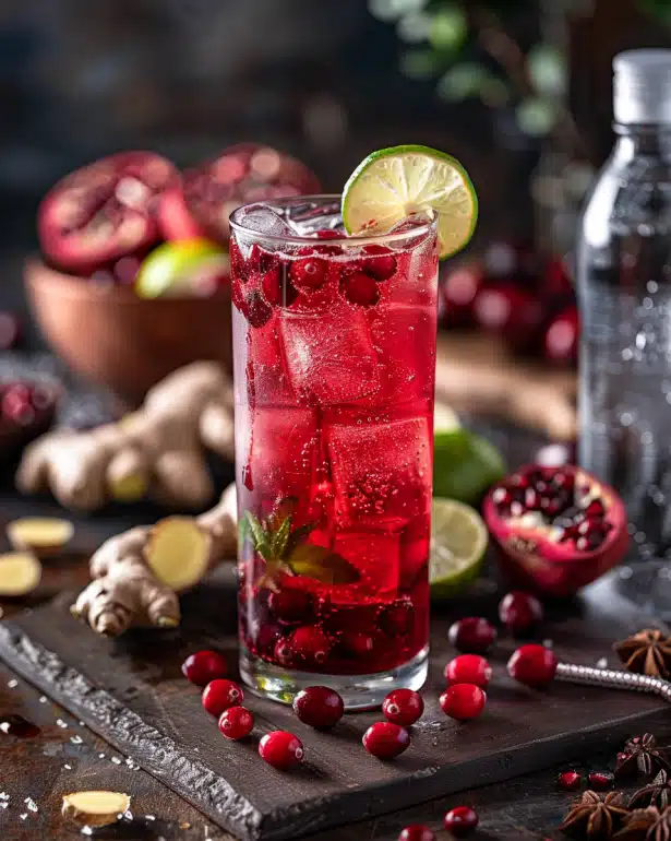 Cranberry Pomegranate Powerhouse fall wellness drink with 850mg antioxidants for immune support and cellular protection