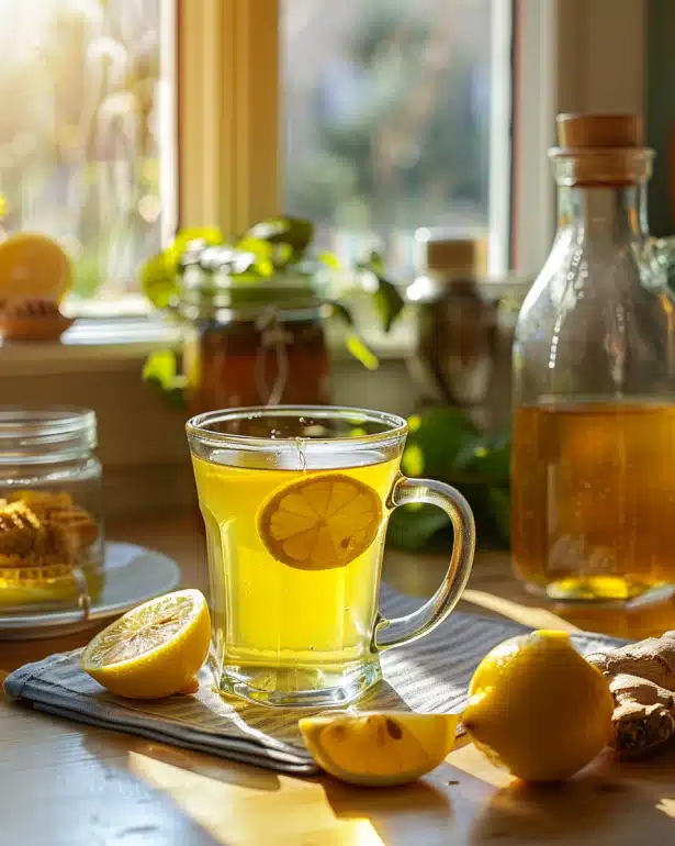 Gentle Morning Detox drink with apple cider vinegar, lemon, and ginger for digestive support and beginner-friendly cleansing