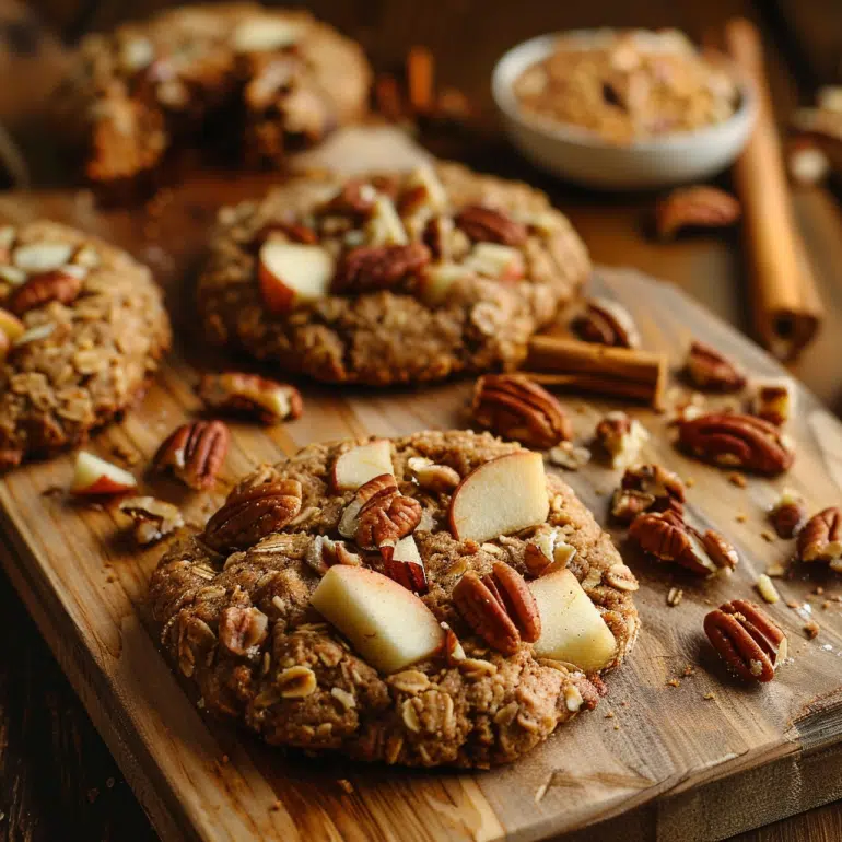 Apple cinnamon comfort high-protein breakfast cookies with dried apples and pecans