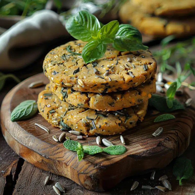 Savory herb garden high-protein breakfast cookies with herbs and sunflower seeds