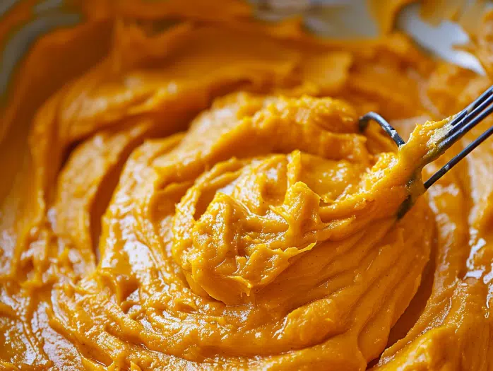 Adding heavy cream and milk to pumpkin filling for correct consistency