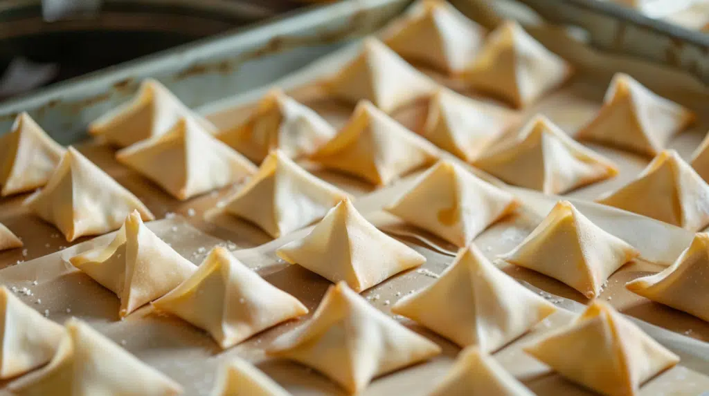 Crab rangoons frying in hot oil until golden brown and crispy