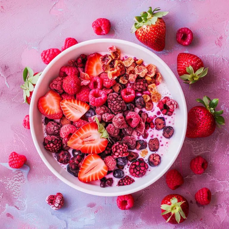 Berry antioxidant power protein cereal with freeze-dried and fresh berries