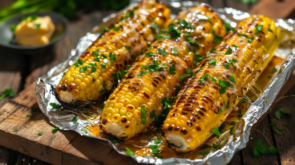 caramelized corn kernels with golden butter from oven roasting