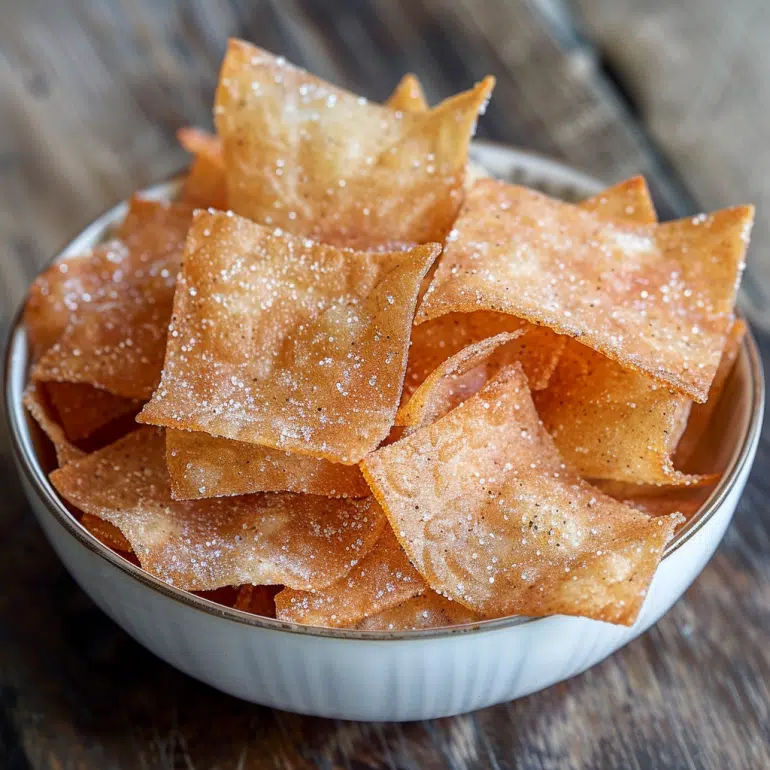 Cinnamon sugar rice paper chips for dessert snacking