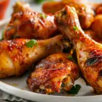 Golden crispy oven-baked chicken drumsticks with perfectly crisped skin