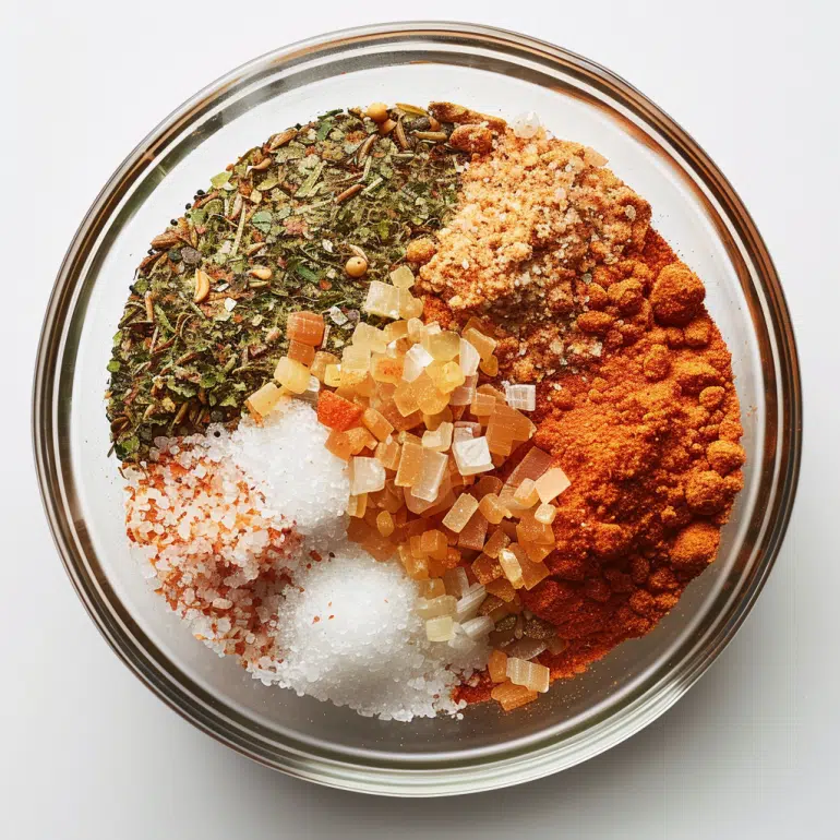 Seasoning blend mixed together including baking powder for crispiness