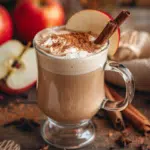Apple Chai Latte in a clear glass mug