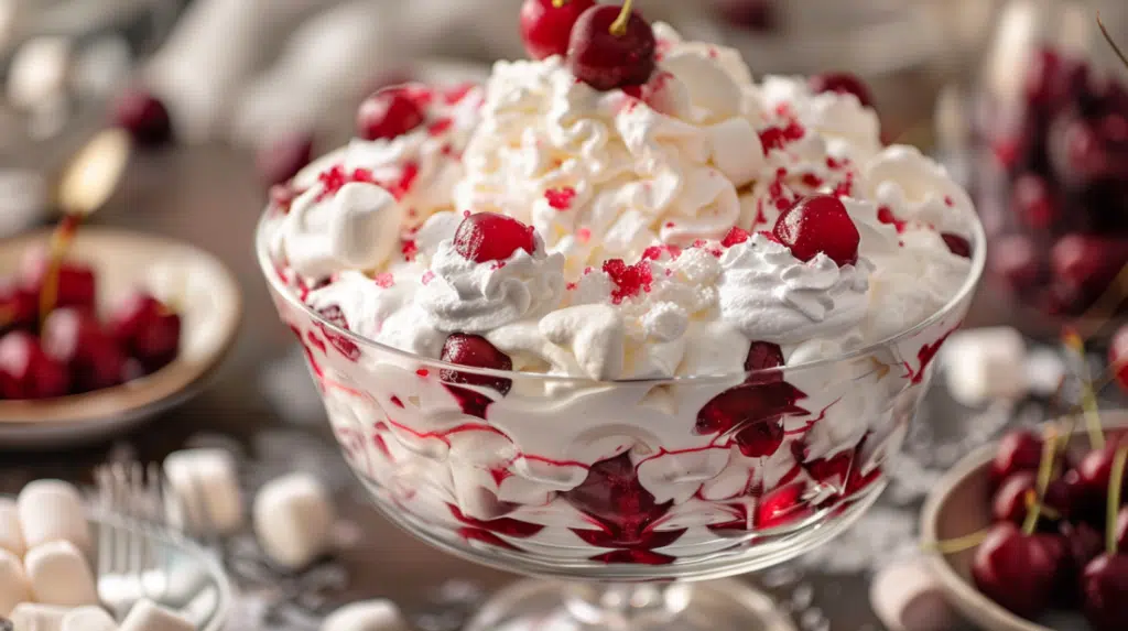 Cherry cheesecake fluff dessert
