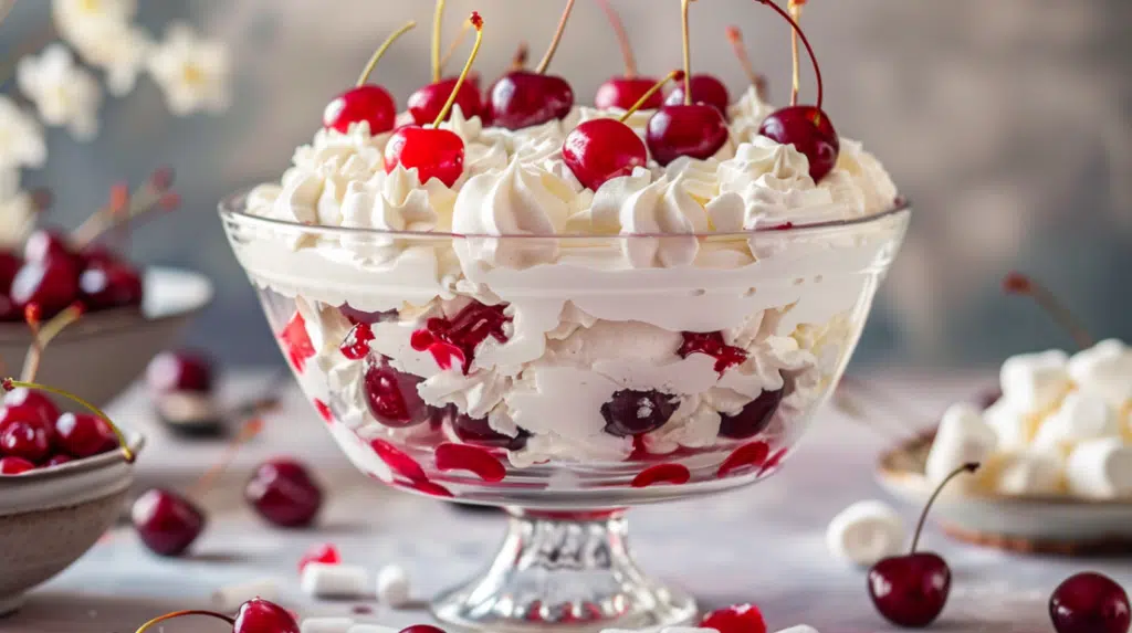 Cherry cheesecake fluff dessert