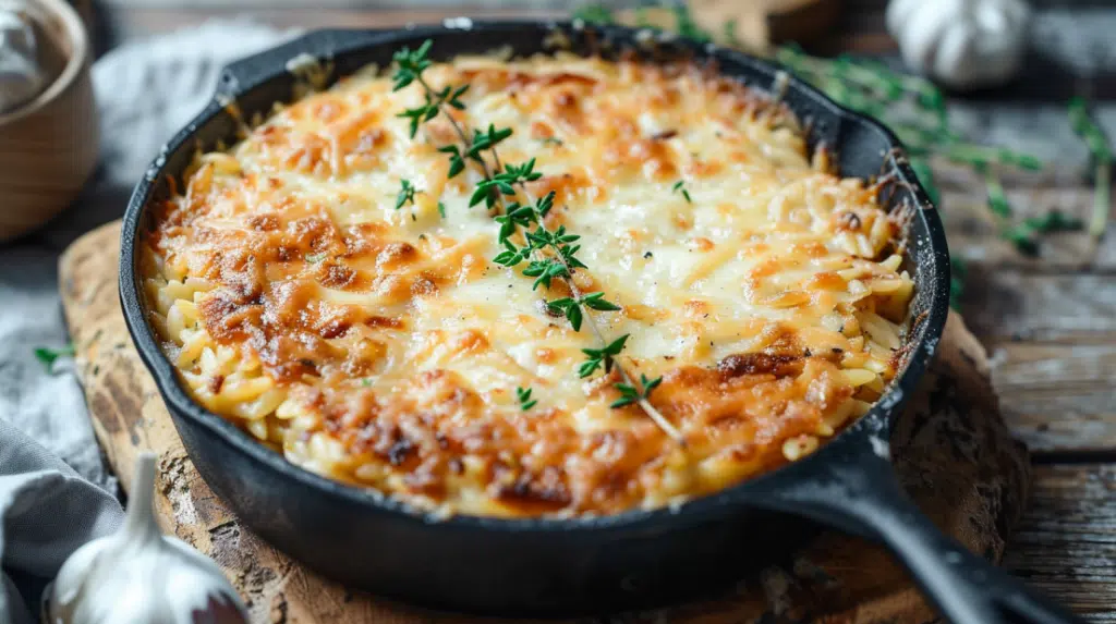 French onion chicken orzo casserole