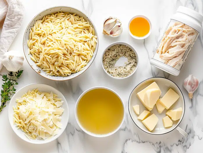 French Onion Chicken Orzo Casserole