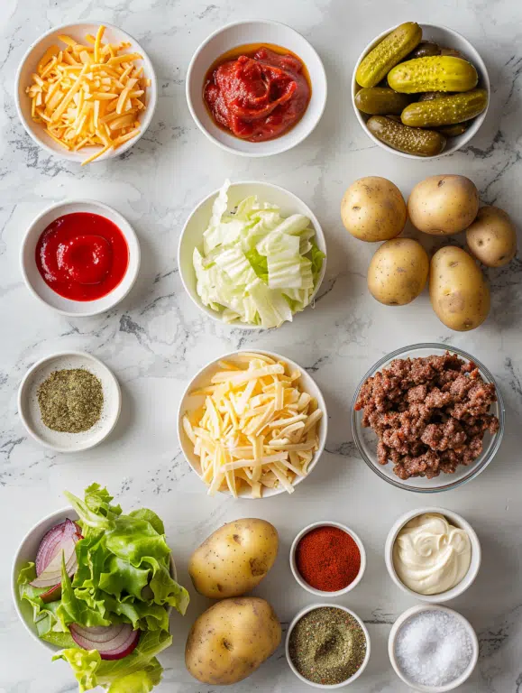 all ingredients for Burger Bowls