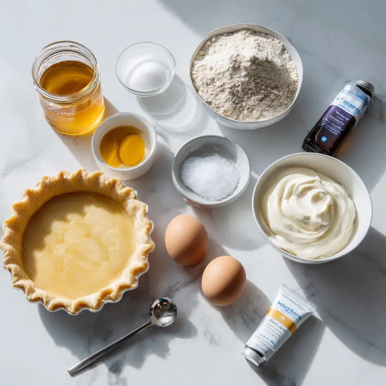 all ingredients for Burnt Honey Pie