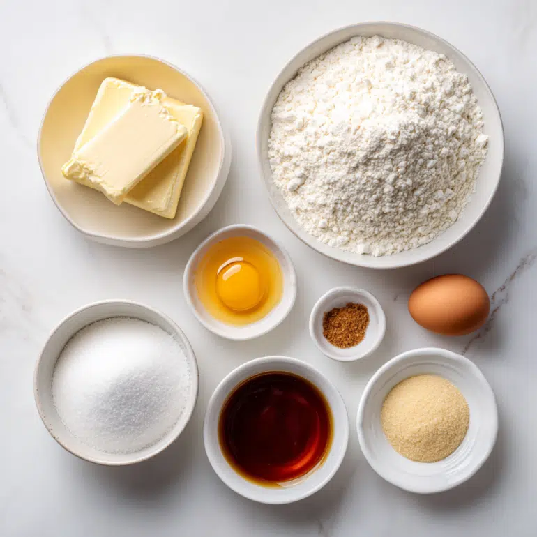 all ingredients for Buttery Sugar Cookies