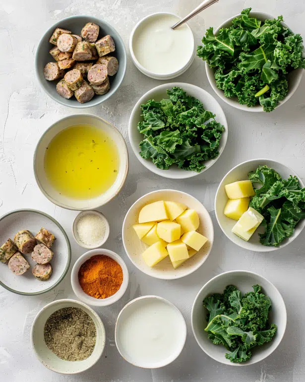 all ingredients for Low FODMAP Tuscan Soup