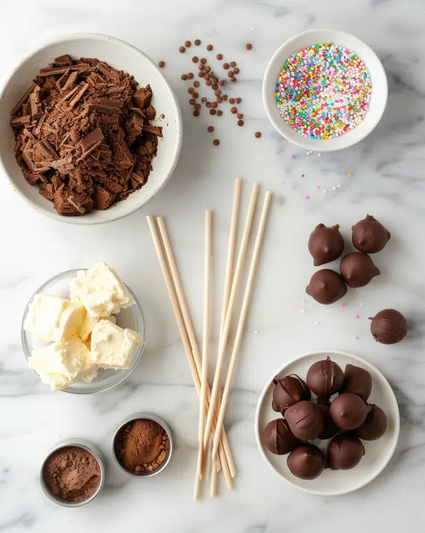 all ingredients for chocolate cake pops