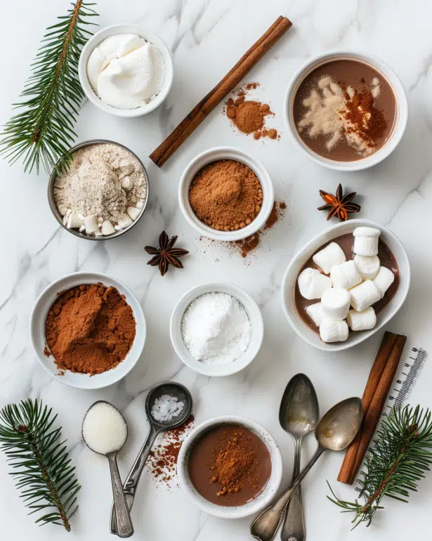 all ingredients for spiced hot cocoa