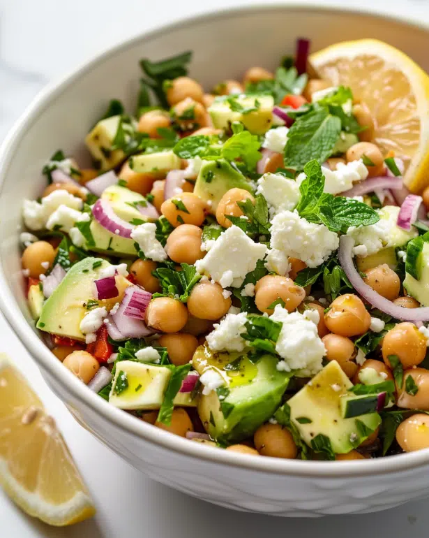 chickpea feta avocado salad