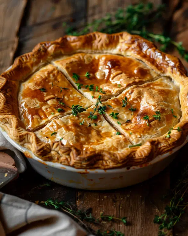 freshly baked vegetable pot pie