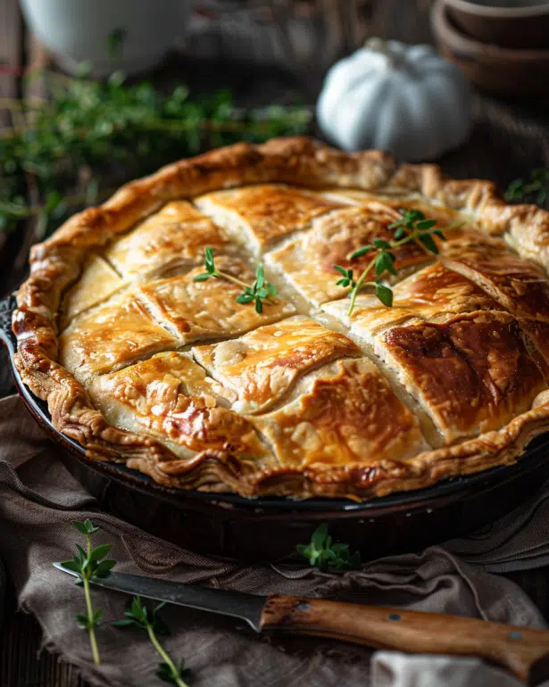 freshly baked vegetable pot pie