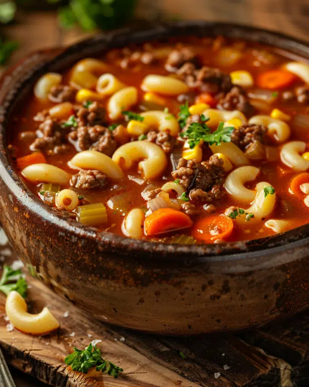 hearty beef and macaroni soup