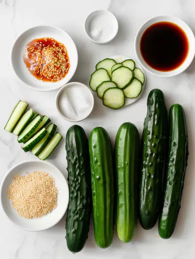 ingredients for Asian cucumber salad