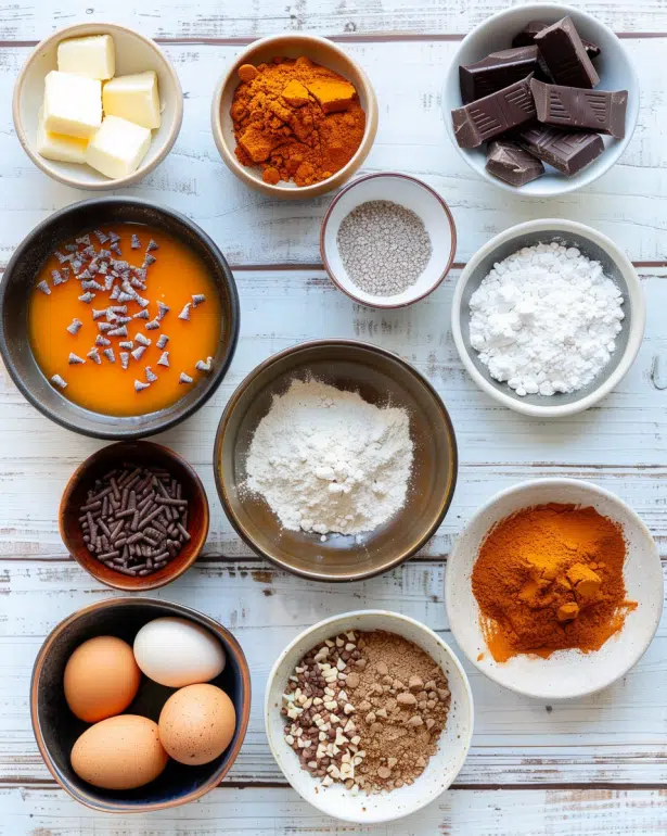 ingredients for Chewy Pumpkin Chocolate Chip Cookies