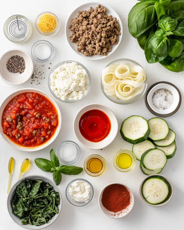 ingredients for Low FODMAP lasagna