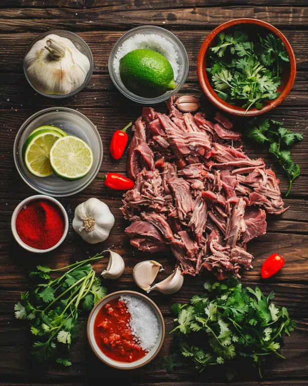 ingredients for Mexican shredded beef