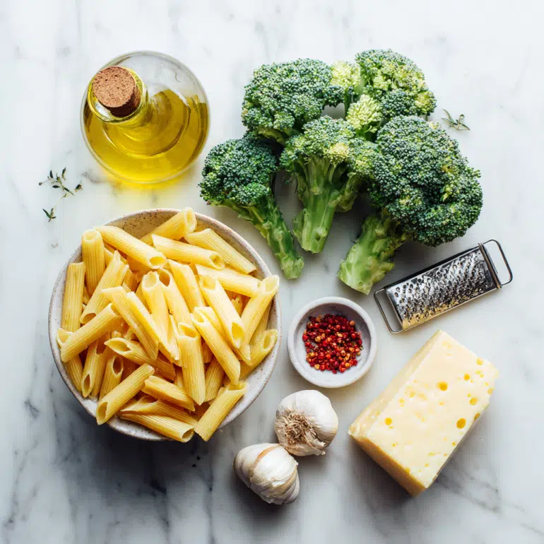 Ingredients for broccoli pasta