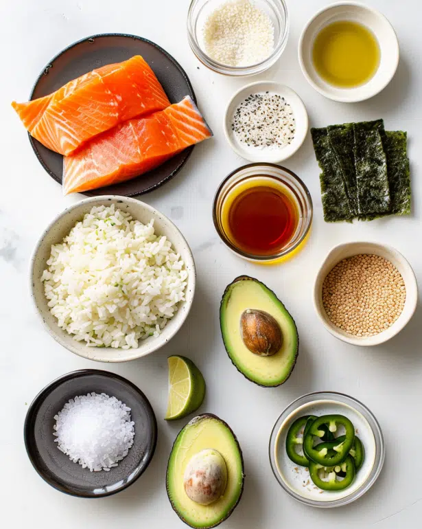 ingredients for crispy rice salmon