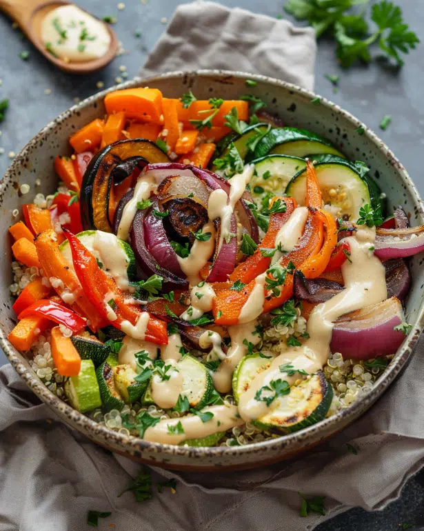 roasted vegetable tahini bowl