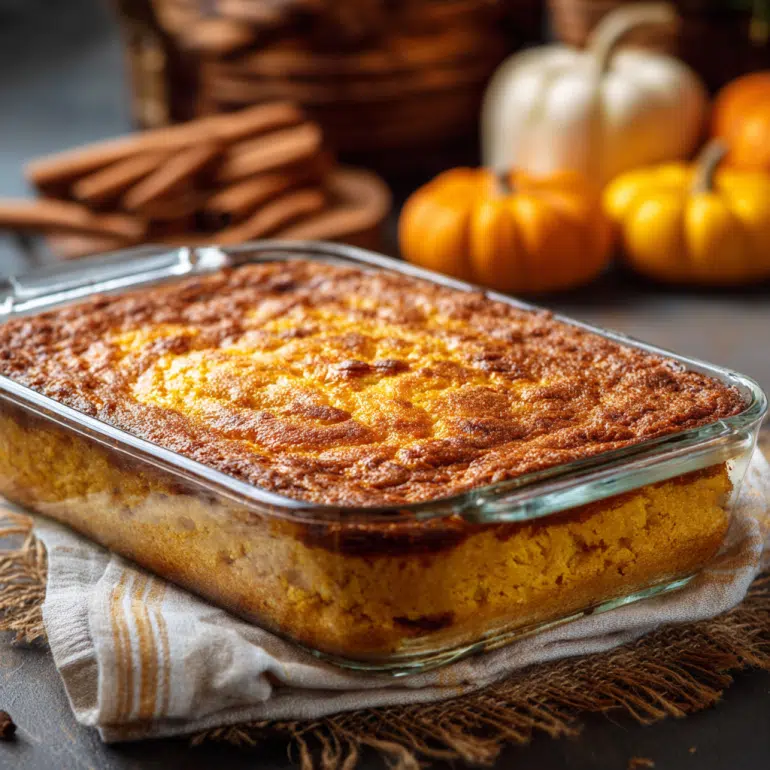 Golden pumpkin dump cake